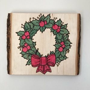 Christmas - Seasonal - Winter - Wreath - Pyrography - Home Decor